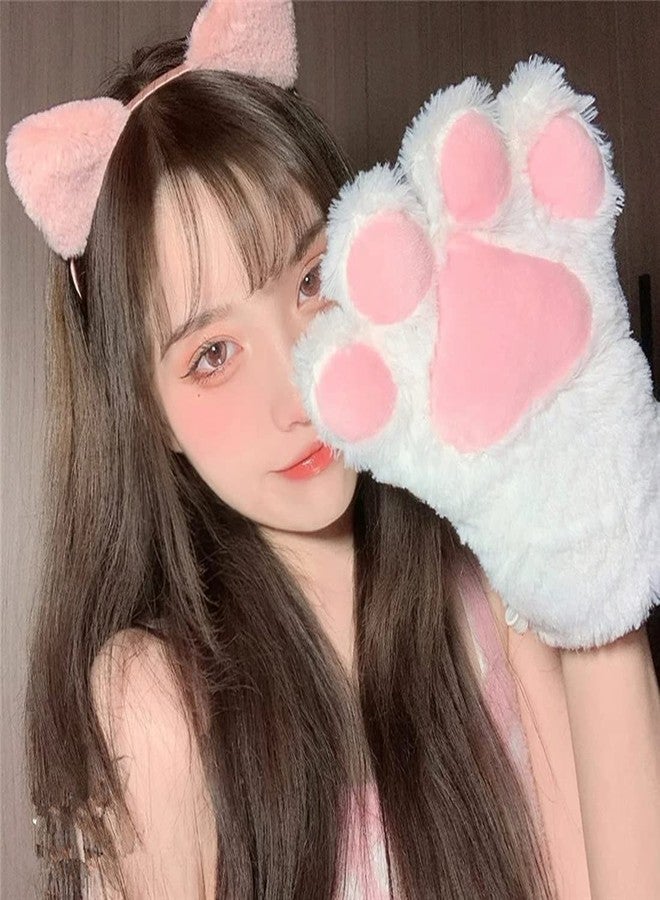 Fxaelian Cosplay Animal Cat Wolf Dog Fox Paws Claws Gloves Mittens Halloween Christmas Cosplay Party Costume Accessories A White - Image 4